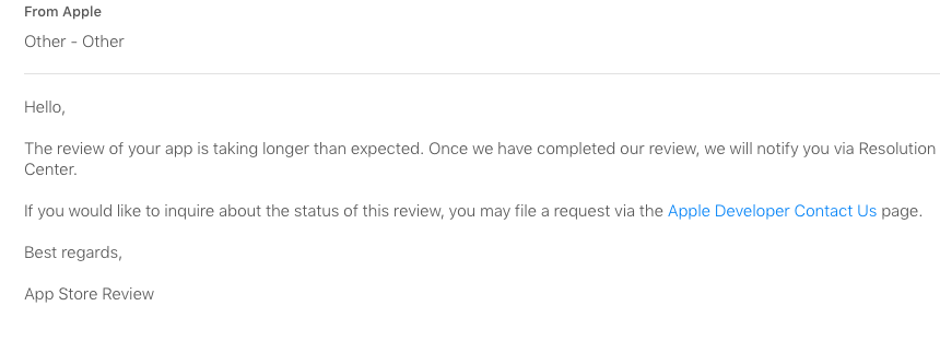 Apple delayed publish app